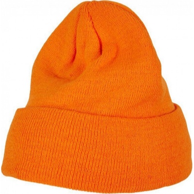 Build Your Brand pánská čepice Heavy Knit beanie s ohrnovacím lemem Oranžová BY001
