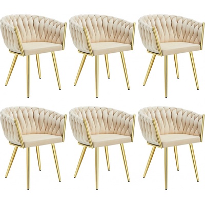 tectake 405951 astano samet uzlový design písková / zlatá 6 ks – Sleviste.cz