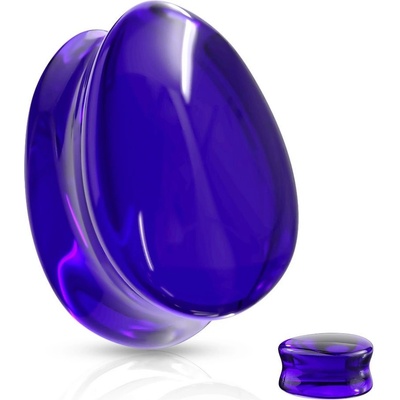 Šperky4U skleněný plug do ucha slza modrá PL01247B-06