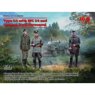 ICM Mercedes Benz Type G4 w/ MG 34 and German Staff Personnel 1:24