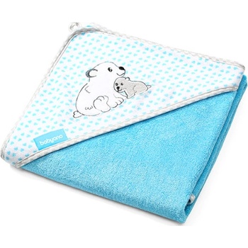 BabyOno Bambusová osuška s kapucí Medvídek modrá 100 x 100 cm