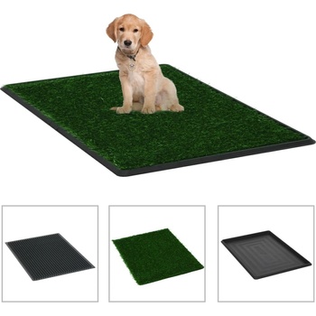 vidaXL Domáca toaleta pre psy s podnosom a umelou trávou zelená 76 x 51 x 3 cm