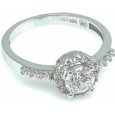 Diante Zlatý prsten s bílým kamenem 59642764