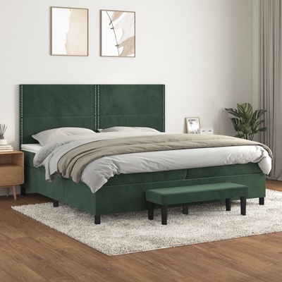 vidaXL 11461.3137806 Boxspring postel s matrací tmavě zelená samet