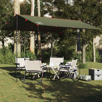 vidaXL Брезент за къмпинг, маслиненозелен, 366x306 см, водоустойчив (4009594)