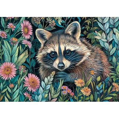 Cherry Pazzi - Puzzle Raccoon in Flowers - 1 000 piese