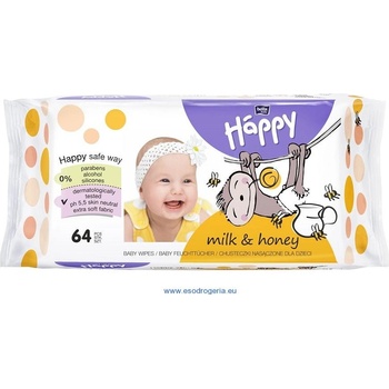 Bella Happy detské vlhčené utierky Milk 64 ks