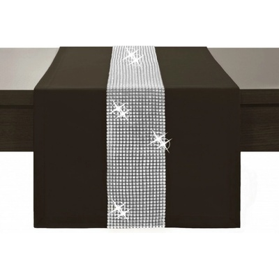 Mondo Běhoun Glamour se zirkony tmavě hnědý Hnědá 40x110 cm