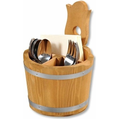 Kesper, Vědro na příbory z borovice, 4 přihrádky. Průměr 14 cm, výška 20 cm