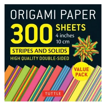 Tuttle Publishing Origami Paper 300 sheets Stripes and Solids 4" (10 cm) | Tuttle Publishing