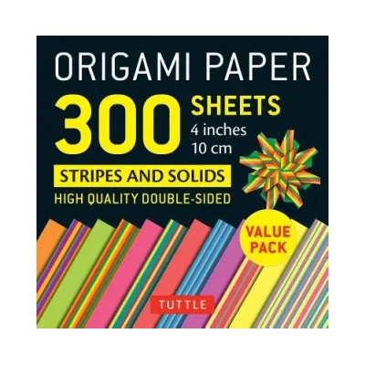 Tuttle Publishing Origami Paper 300 sheets Stripes and Solids 4" (10 cm) | Tuttle Publishing