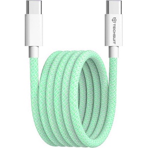 Techsuit Кабел за данни Type-C за Apple, Android, PD60W, супер бързо зареждане, 1 м - (PCB114D) - зелен