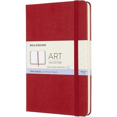 Moleskine Тефтер с твърди корици Art Sketchbook - Червен, бели листове