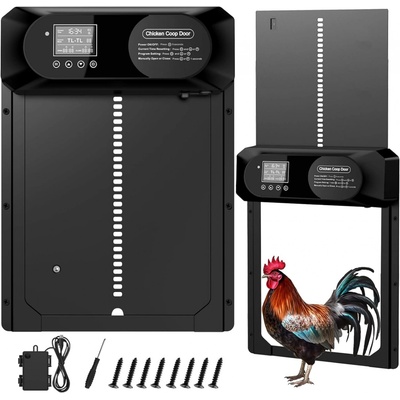 Amzon Automatická dvířka do kurníku baterie a připojení USB černé |značka Cieex, Barvy a parametry Barva černá materiál hliníková slitina – Zboží Mobilmania