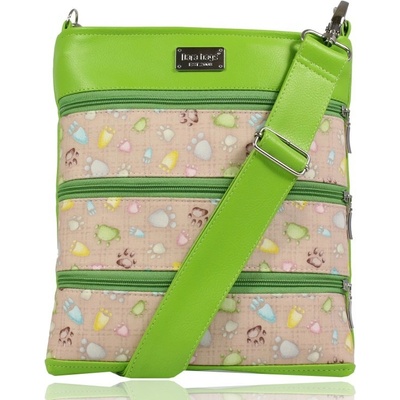 Dara bags crossbody kabelka Dariana Middle No.1609 Tlapkovaná psí a zvířecí tlapky béžová zelená zelená
