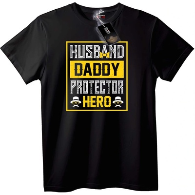 NOONEBRAND Тениска Съпруг Баща Защитник Герой - 4XL, Black