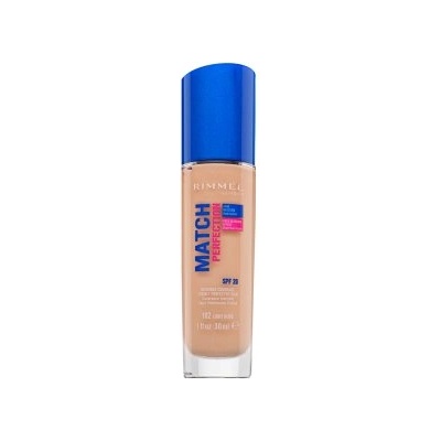 Rimmel London Match Perfection 24HR SPF20 Foundation течен фон дьо тен за уеднаквена и изсветлена кожа 102 Light Nude 30 ml