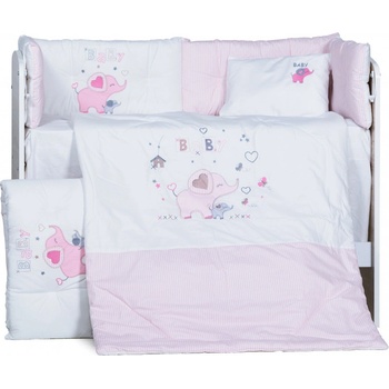 Бебешки спален комплект Бродерия Слонче бебе розово