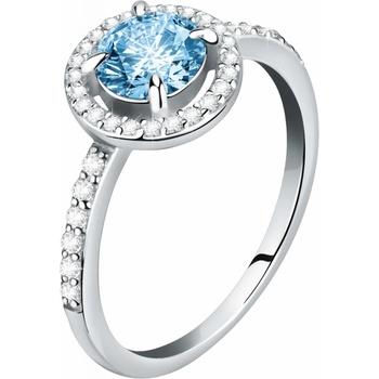 Morellato strieborný prsteň s modrým zirkónom a kryštálmi Tesori SAIW9701