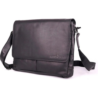 GreenWood Dvouddílová velká kožená crossbody taška no. 117 černá