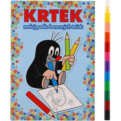 Krtek 2 Maluj podle barevných teček + maxi voskovka