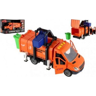 Teddies Auto popeláři plast 30cm na setrvačník na baterie se zvukem se světlem v krabici 33x18x13cm