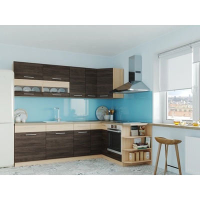 NEJBY Rohová kuchynská linka RUTHIN 250x170 rijeka tmavá