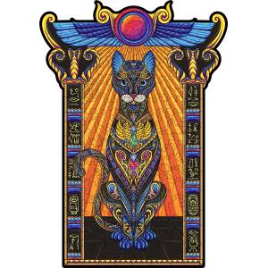Fantasy Puzzles Дървен пъзел с уникални форми Bastet, 300 части, 31x44 cm