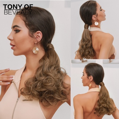 Hodvábny clip in Wrap Around Ponytail - svetlohnedá