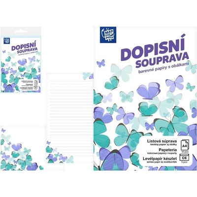 Dopisní papír barevný LUX 5+10 Motýlci, MFP Paper