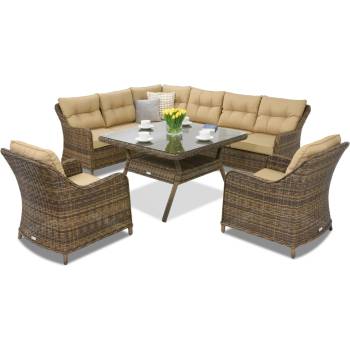 Garden Point Техноратанови градински мебели Toledo Comida 7 Angular Garden Point кафява (GAP120-ANG7)