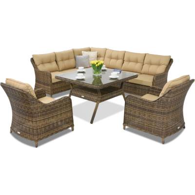 Garden Point Техноратанови градински мебели Toledo Comida 7 Angular Garden Point кафява (GAP120-ANG7)