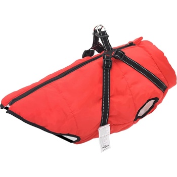 vidaXL Кучешко палто с колан Червено 4XL Флийс и полиестер (3422508)