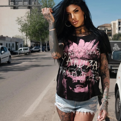 Yakuza dámske tričko Afraid Curved Crew Neck GSB 24128 black