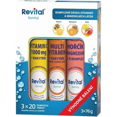 Revital Vit.C+Multivitamin+Hořčík eff. 3x 20 tablet