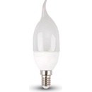 V-TAC Mliečna LED sviečka E14 4W plameň, Neutrálna biela 4000 4500K