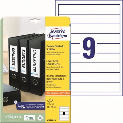 Avery Zweckform Štítky na pořadače 225 ks A4 bílá 30 x 190 mm C32266-25
