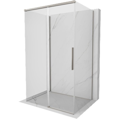 Mexen Rox-3S тристенна плъзгаща се душ кабина 135 x 85 см, прозрачна, четкан никел - 8C2-135-085-97-00-3S (8C2-135-085-97-00-3S)