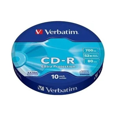 Verbatim 43725 CD-R 700MB/52x/extra protection записваема повърхност/презаписваем компактдиск 10бр. /опаковка (43725)