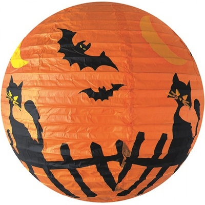 Lampion kočka s netopýry na zavěšení 35 cm