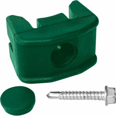 PILECKÝ Příchytka plotového panelu PILOFOR pro sloupek IDEAL plastová se šroubem 48 mm zelená