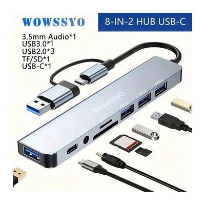 Wowssyo Aluminium 582066 , USB-C-A Multiport, 5Gbps, 8-port (582066)