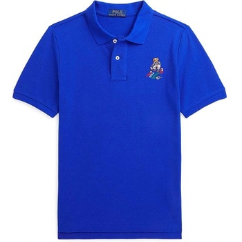 Ralph Lauren Детска памучна тениска с яка Polo Ralph Lauren в синьо с изчистен дизайн (323853788011)