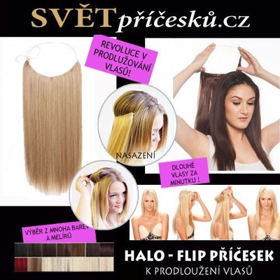 Flip in halo vlasy - rovné - příčesek k prodloužení vlasů #27 - medová blond