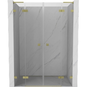 Mexen Lunar L Двойна душ врата 150 см, прозрачна, златна четка - 834DL-150-000-55-00 (834DL-150-000-55-00)