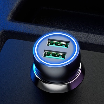 Dudao Зарядно за кола с 2xUSB-A изхода с технология за бързо зареждане - Dudao R4 Plus Car Charger 2xUSB-А 18W 3A (тъмносив) (DDA250)