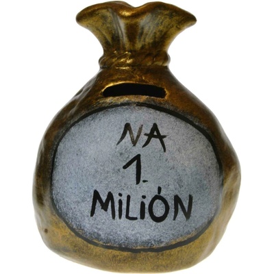Pokladnička s nápisom - na 1. milión