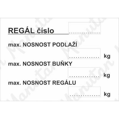 Manutan Označení regálu, plast 150 x 105 x 0,5 mm