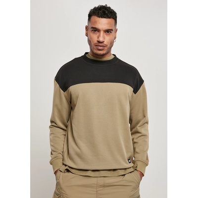 Urban Classics Мъжка блуза в черно и каки Urban Classics Upper Block Crewneck UB-TB4390-02719 - Черен, размер S