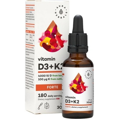 Aura Herbals Vitamin D3 4000 IU + K2 FORTE [30 мл]